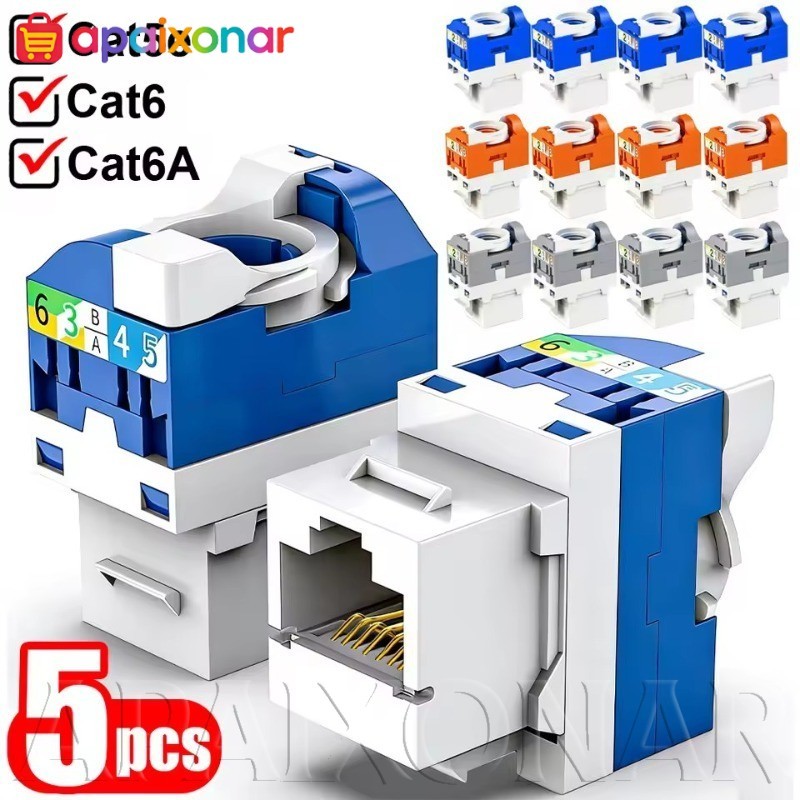 [Happt] 5-1Pcs Cat6/5e/6A RJ45 Keystone Jack Module Connector-Adaptadores De Rede-Acoplador De Módulo-Ferramenta Sem Per