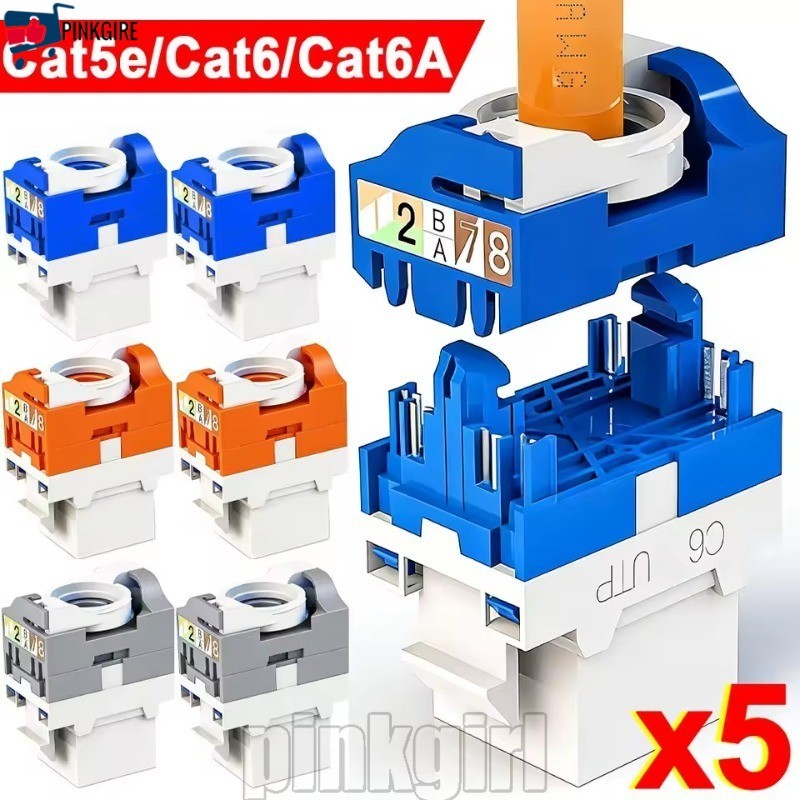 [Rdy Stk] 5-1Pcs Cat6/5e/6A RJ45 Keystone Jack Module Connector-Ferramenta Sem Perfuração-Acoplador De Módulo-Adaptadore