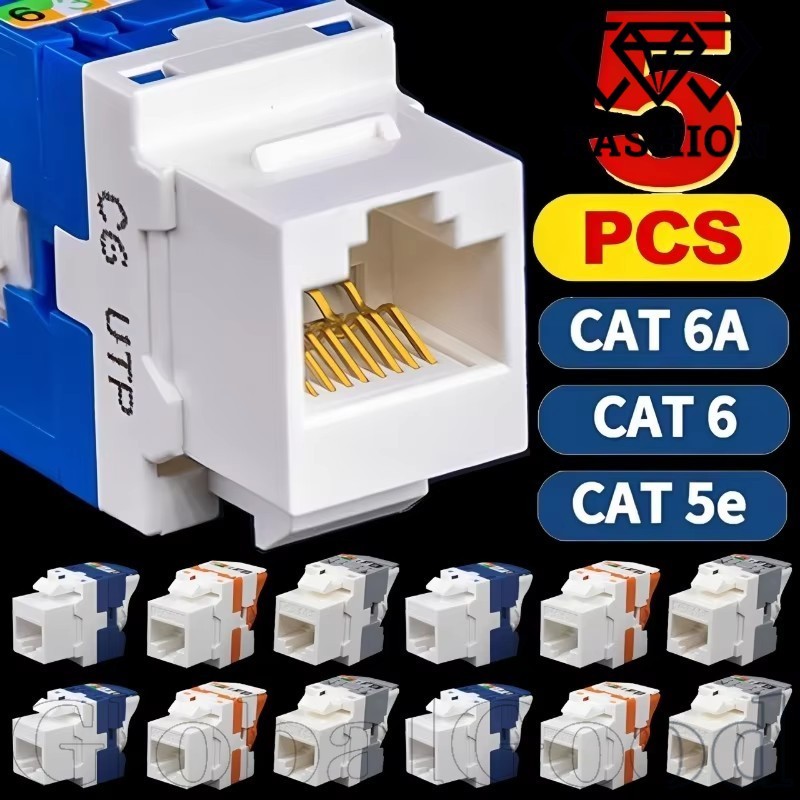 [24H] 5-1Pcs Cat6/5e/6A RJ45 Keystone Jack Module Connector-Acoplador De Módulo-Ferramenta Sem Perfuração-Adaptadores De