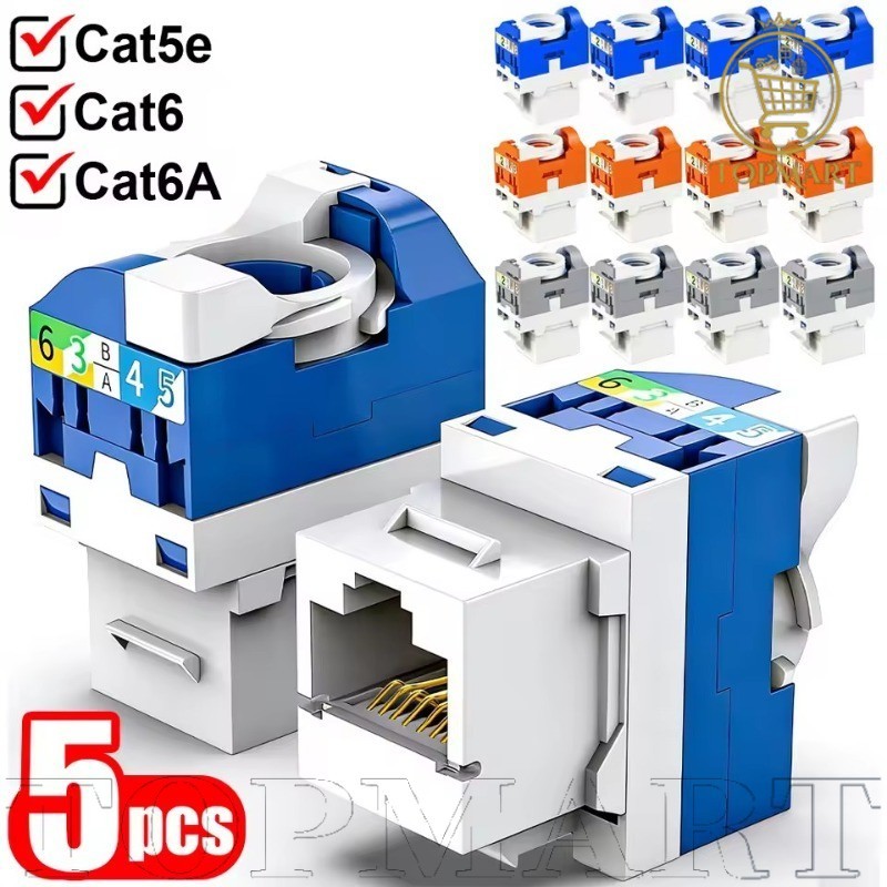[Navio 24H] 5-1Pcs Cat6/5e/6A RJ45 Keystone Jack Module Connector-Adaptadores De Rede-Acoplador De Módulo-Ferramenta Sem