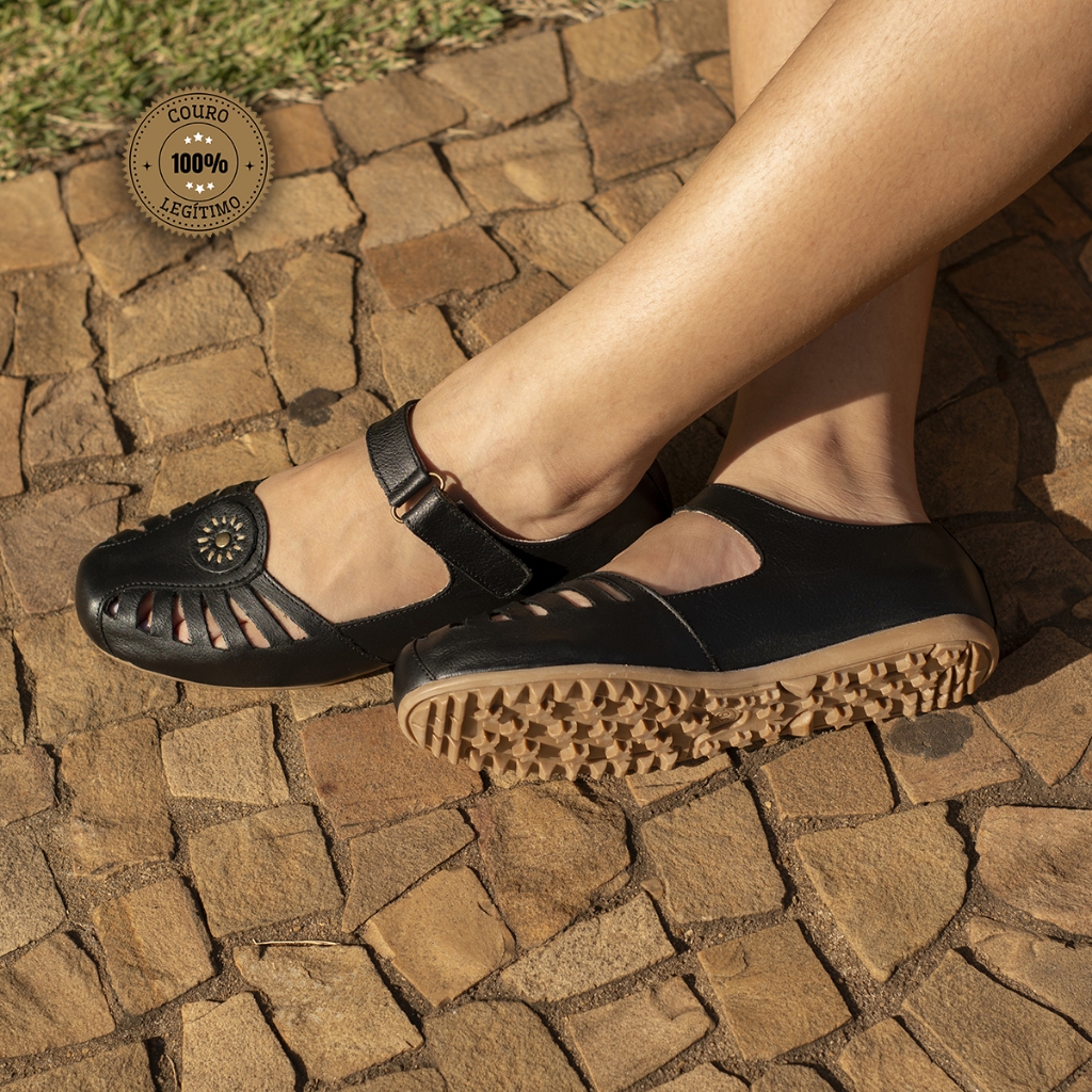 Sandália Sapatilha Feminina Lançamento Verão Ultra Leve Em Couro Legitimo Confortável