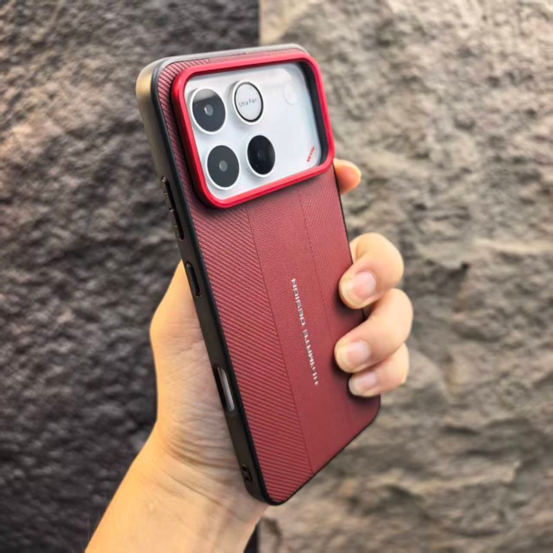 Capa para Huawei Mate80 Pro Max, Mate80 Ultra, Pura90Pro, com Moldura Metálica Vermelha, Couro Liso Extraordinário, Prot