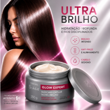 Máscara Siàge Glow Expert Ultra Brilho 250g Anti Frizz