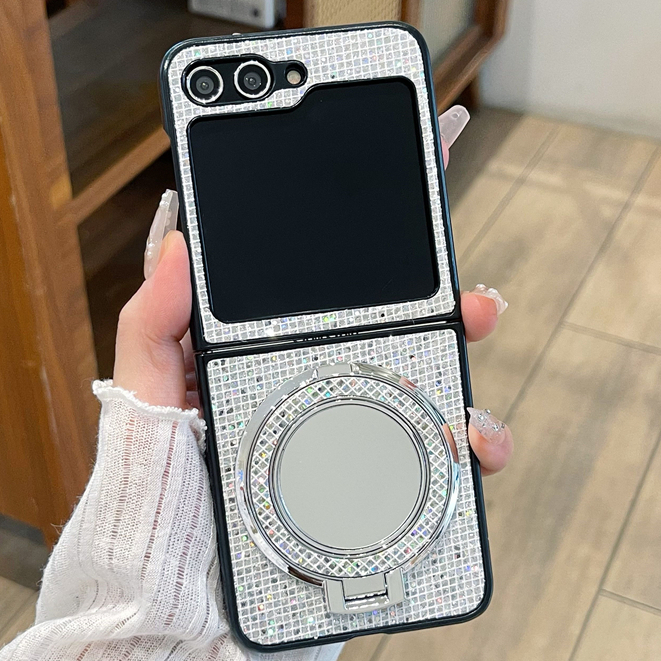 Suporte De Espelho De Lantejoulas Tela Dobrável Capa De Couro De Luxo Com glitter Para MOTO RAZR 70 60 50 40 Ultra