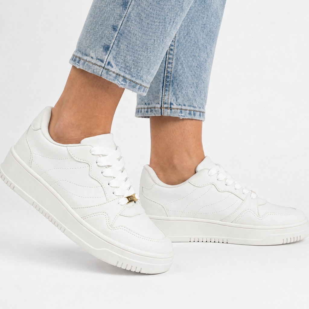 Tênis Feminino Casual Plataforma Atma Versátil Confortável Sola Alta Reta Dia Moda Blogueira Fashion
