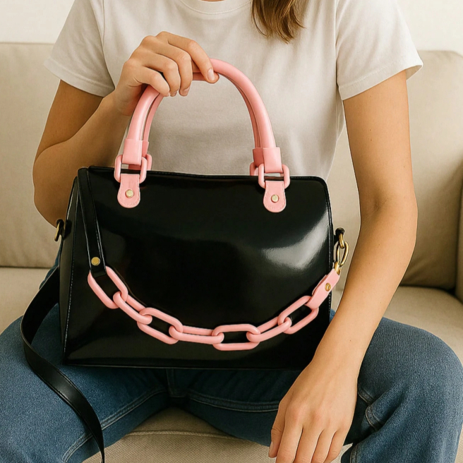 Bolsa Feminina Transversal Corrente Emborrachada Modar Mulher Blogueira Casual Estilo