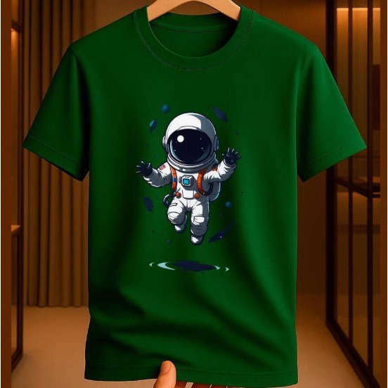 Camiseta Infantil Astronauta Blusa Estampada Estilo Espacial Conforto Premium 100% Algodão