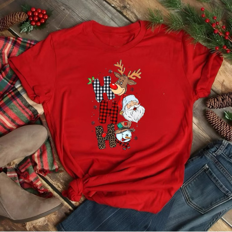 T-shits camiseta de Natal 100% algodão leve básica