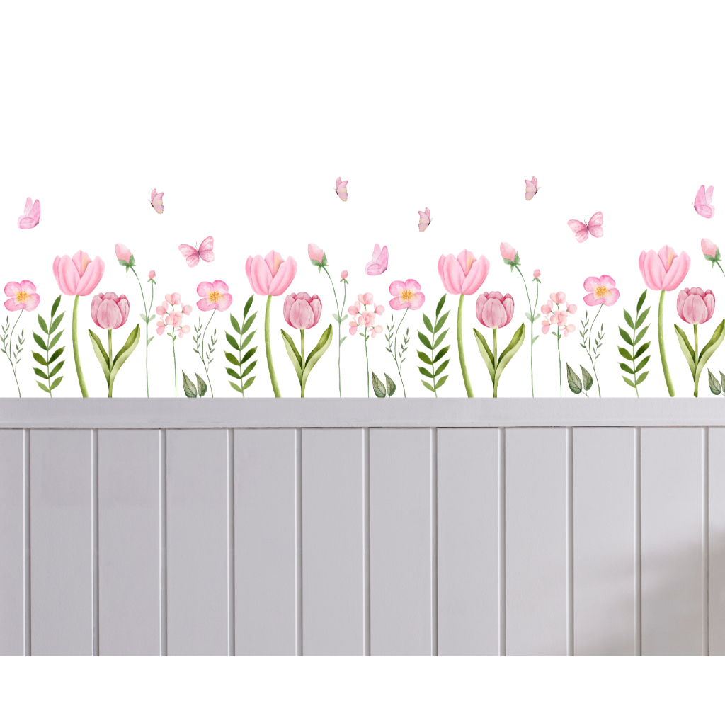 Adesivo de Parede Tulipas Flores Decorativo Quarto Menina Sala Fácil Aplicação Não Danifica