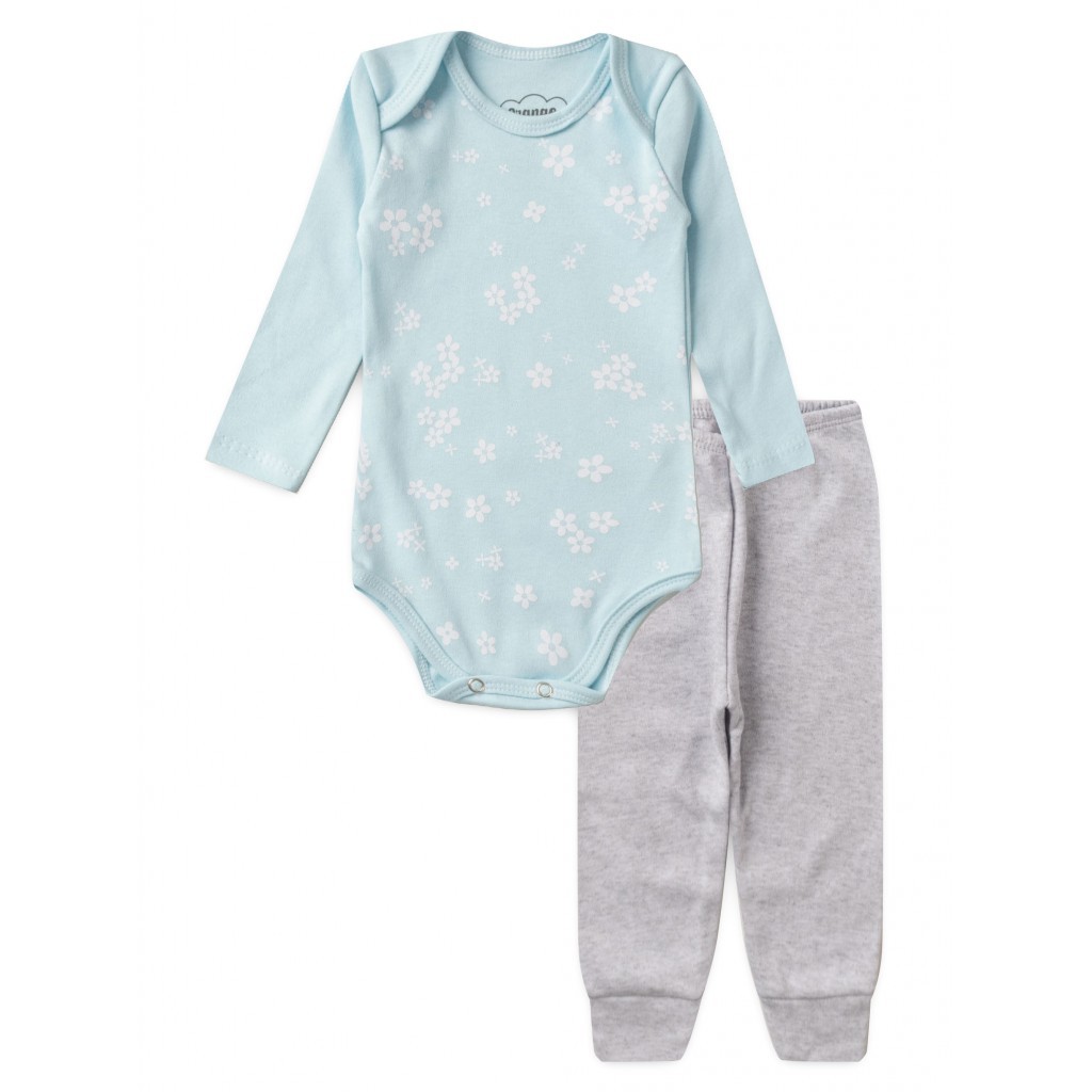 Conjunto Body Bebê Menina Suedine Flores