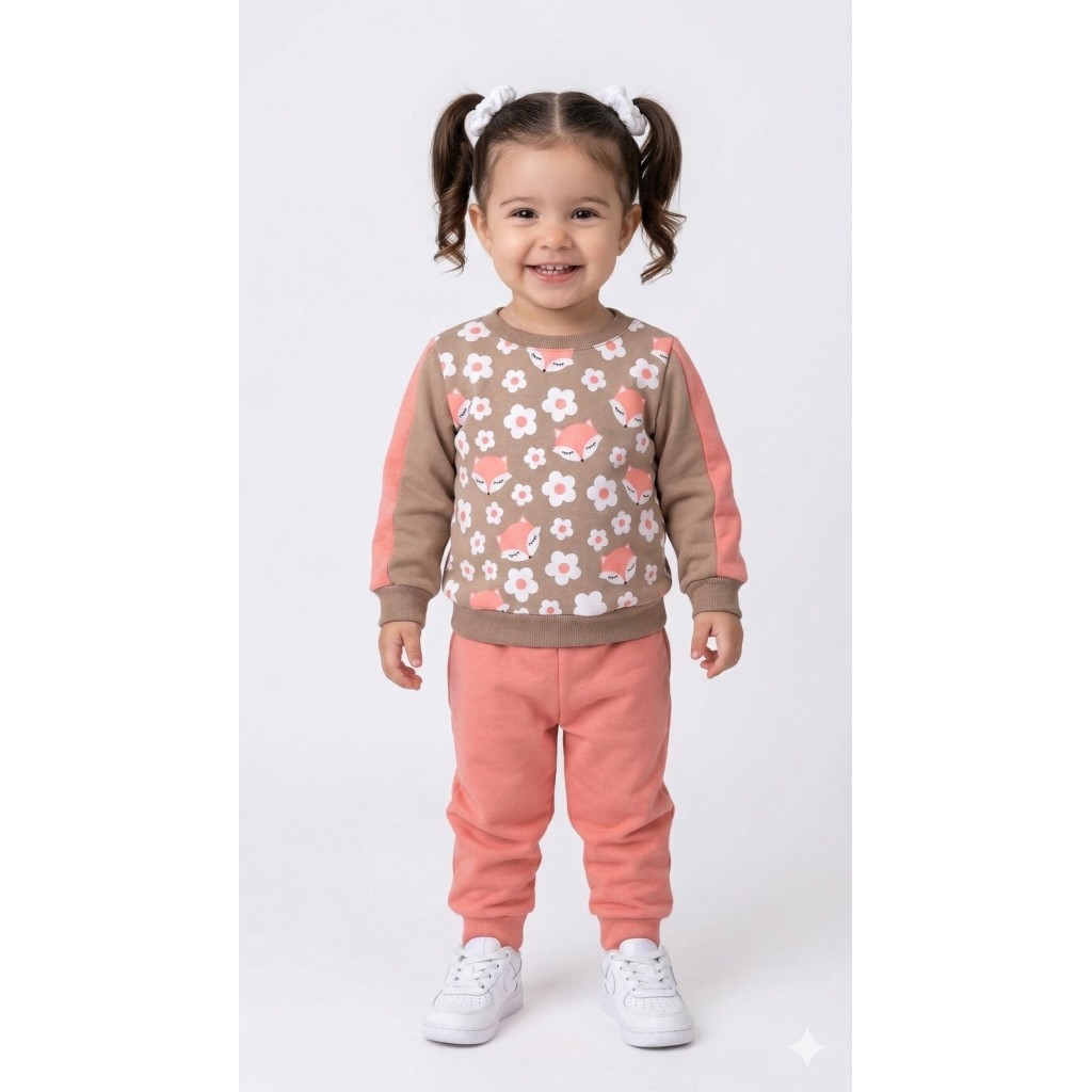 Conjunto Infantil Menina Moletom Peluciado Flores