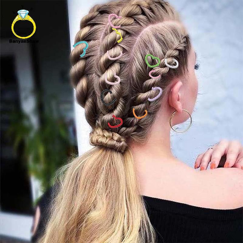 [BANY] 50 Peças Joias De Cabelo De Coração Amor Para Dreadlo Trança Charme Dreadlos Acessórios Anéis Punhos Clipes Decor
