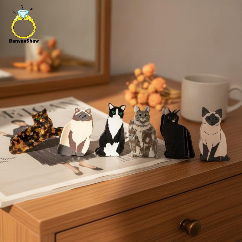 [BANY] Clipe De Garra De Cabelo Em Formato De Gato Fofo Acetato De Ácido Acético Premium Estilo Coreano Braçadeira De Ga