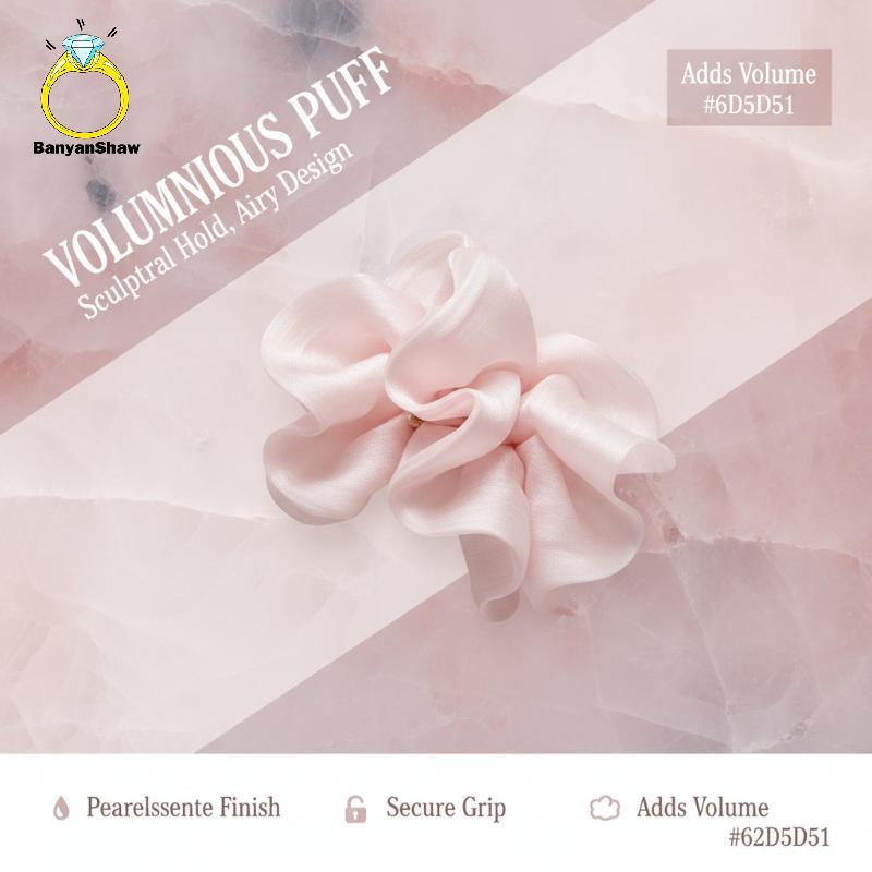 [BANY] Presilhas De Cabelo Macias Plissadas De Chiffon Flor Banana Cor Pastel Antiderrapantes Para Mulheres Primavera Ve