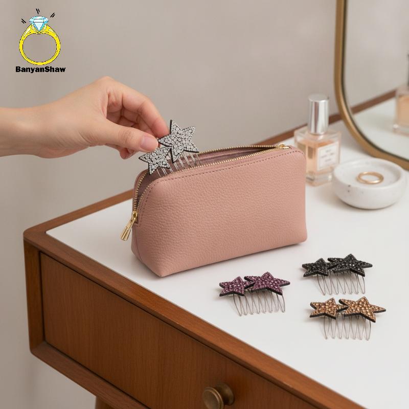 [BANY] Luxo Coreano Strass Pentagrama Hairb Durável Grampo De Cabelo 1/2 Pçs Para Banquete De Casamento Vestido De Noite