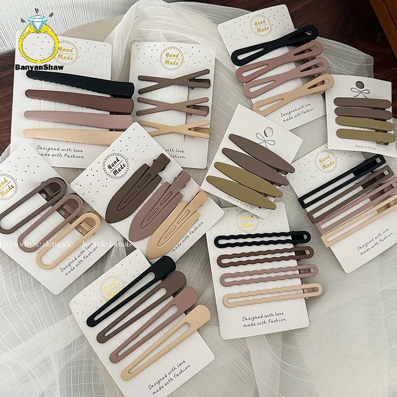 [BANY] 3/4 Pçs/Set Novas Mulheres Girks Vintage Fosco Geometria Ornamentr Grampos De Cabelo Adulto Linda Liga Feminino A