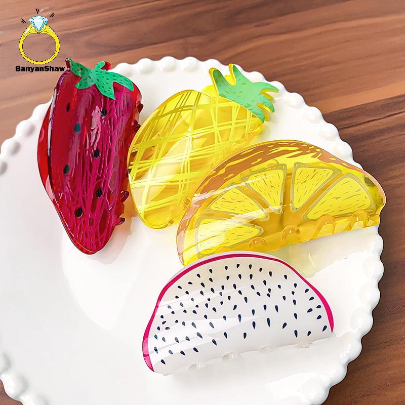 [BANY] Grampo De Cabelo De Acetato E Morango , Personalidade , Série De Frutas , Pinça , Melancia , Garra , Acessórios P