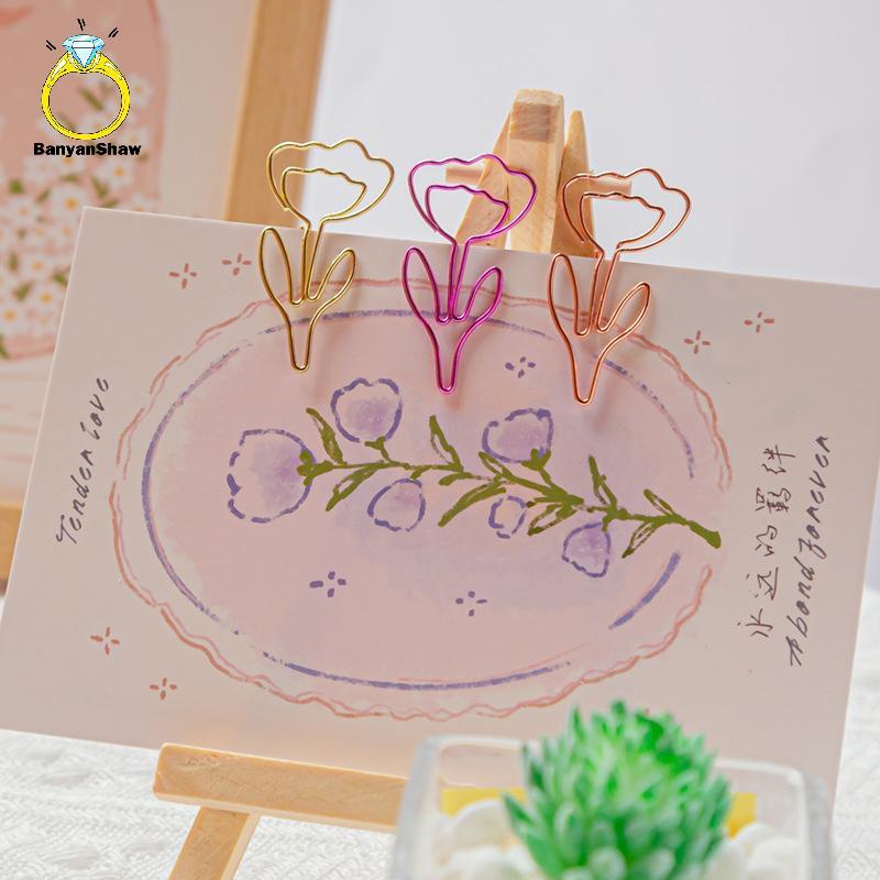 [BANY] 10 Pçs/Set Clipe De Papel Em Forma De Flor Colorida Colorido Escritório Papelaria Metal Marcador Titular Clipes B