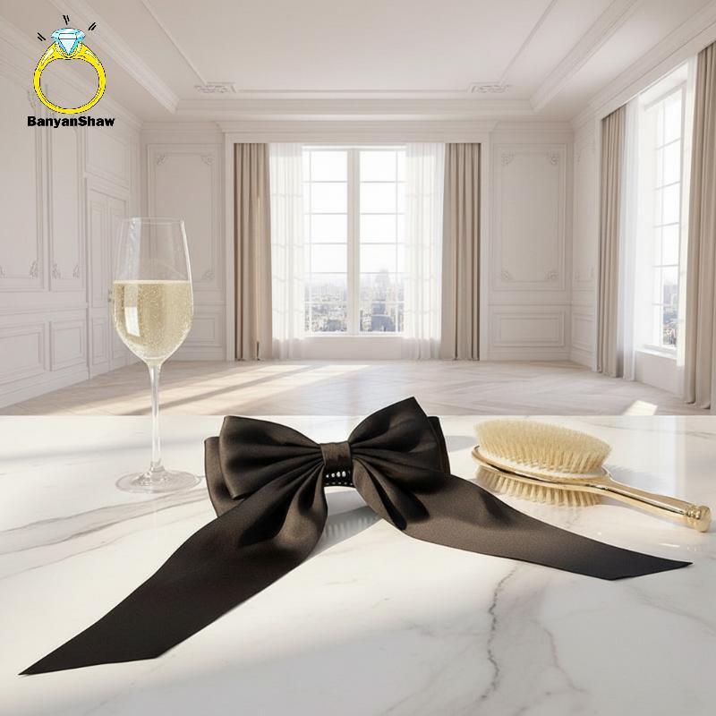 [BANY] Grampos De Cabelo Com Laço Grande De Cetim Premium Para Mulheres , Meninas , Estilo Coreano , 1 Peça , Melhora O