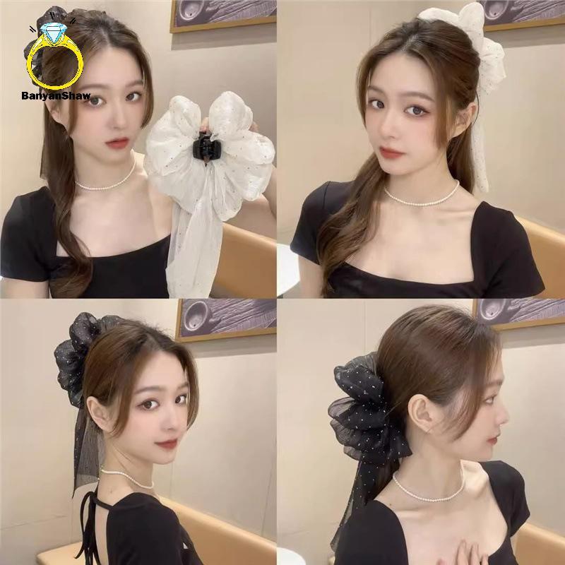 [BANY] Estilo Coreano Moda Grande Arco Fita Garra De Cabelo Super Fada Temperamento Glitter Strass Grampo Menina Doce Ac