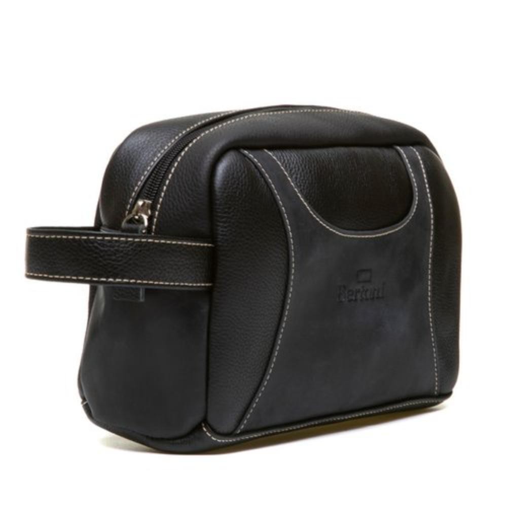 Bolsa Nécessaire De Couro Legítimo com Bolso Frontal e Alça