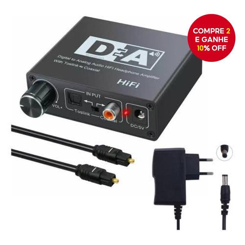 Hifi DAC Conversor Digital para Analógico de Áudio RCA 3.5mm Amplificador de Fone de Ouvido Toslink Óptico Coaxial