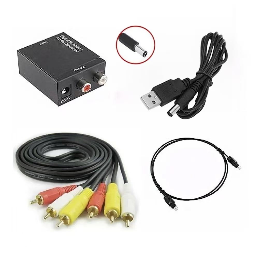 kit Conversor Áudio Digital Analóg Coaxial - Cabos Optico E Rca