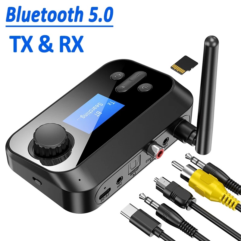Transmissor Bluetooth 5.0 Receptor Estéreo AUX 3.5mm Jack RCA Óptico Coaxial Mãos Livres Adaptador De Áudio Sem Fio TV PC Caixa De Som Para Carro