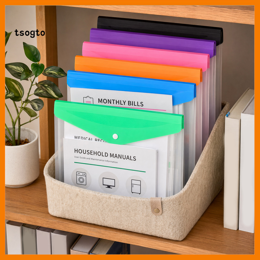 Accordion Storage Folder Document Bag 3pcs Colorful A4 File Folders with Button Transparent Organizer Label Slot Vertica