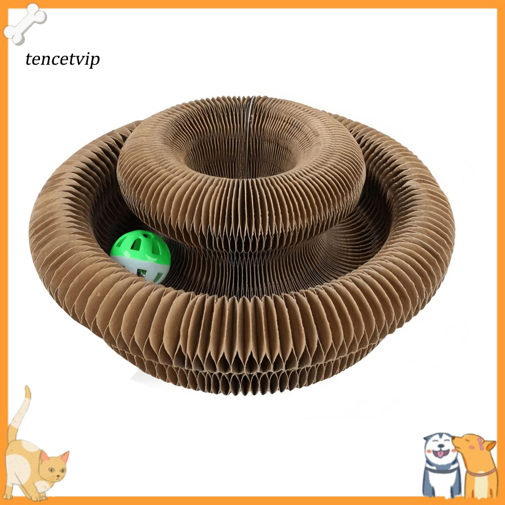 Multi-cat Scratcher Accordion Cat with Bell Ball – Transformable Toy and Scratching Board for Indoor Cats Kittens Enri