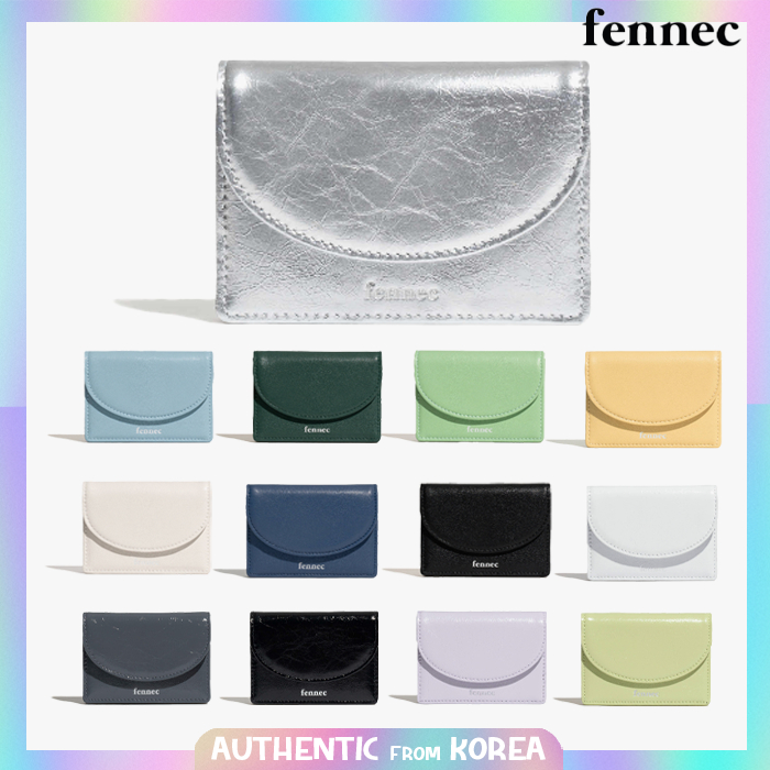 FENNEC CRINKLE Halfmoon Accordion POCKET-COOL PINK Unissex Regular Fit Carteira Acordeão Couro De Vaca De Cartão Meia Lua Estilo Coreano 5 Cores