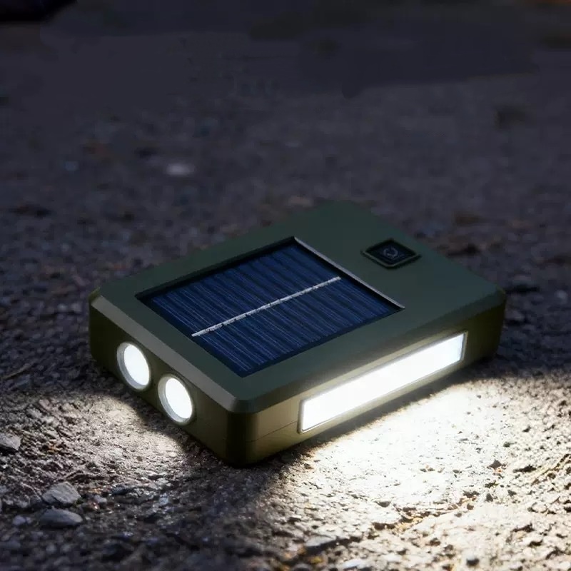 Solar Powered Hand Crank Backup Flashlight LED Camping Light Outdoor Portable
