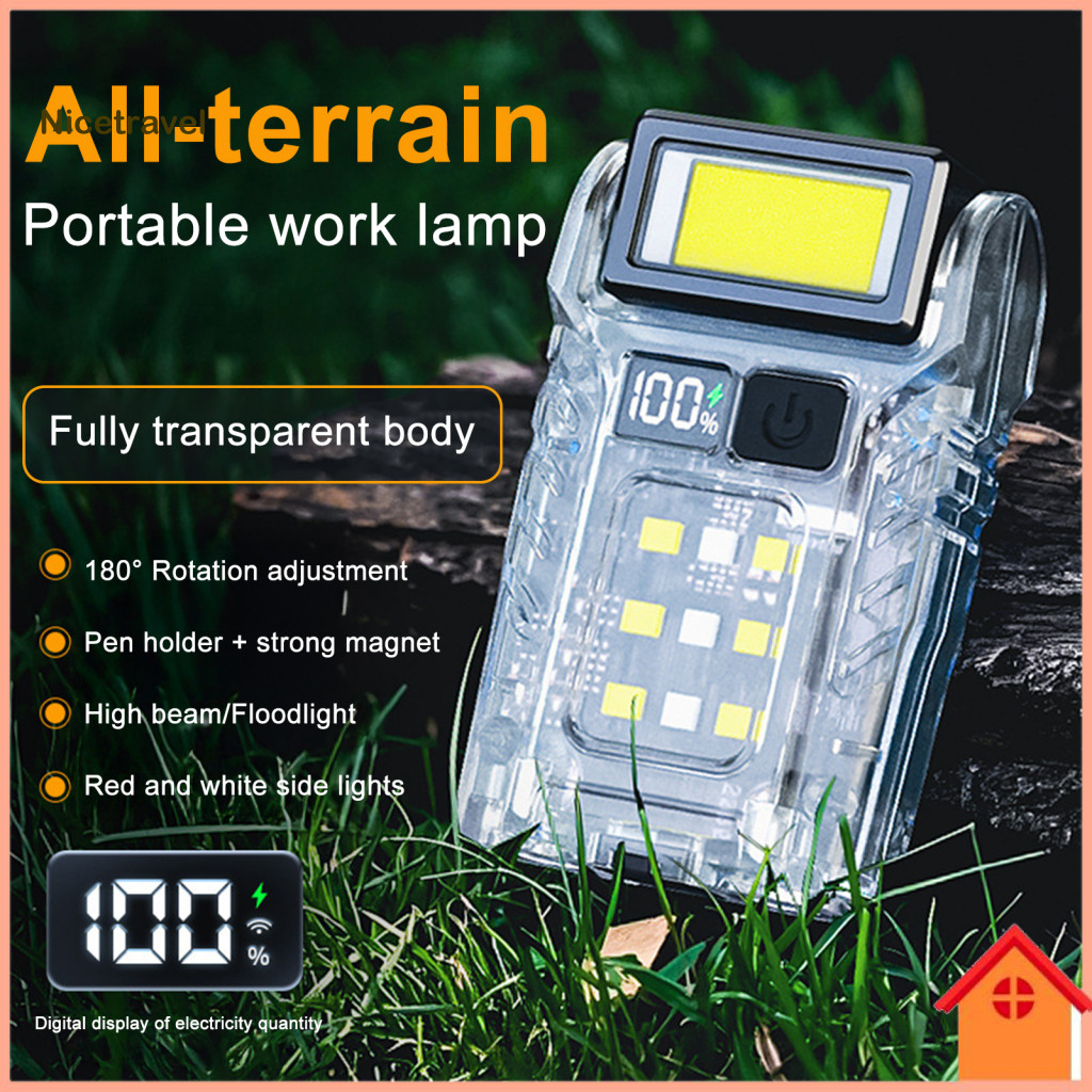 Hands-free Clip Light Lcd Display Hat Led Clip-on Rotatable Usb Rechargeable Mini Flashlight Lightweight Portable Headla