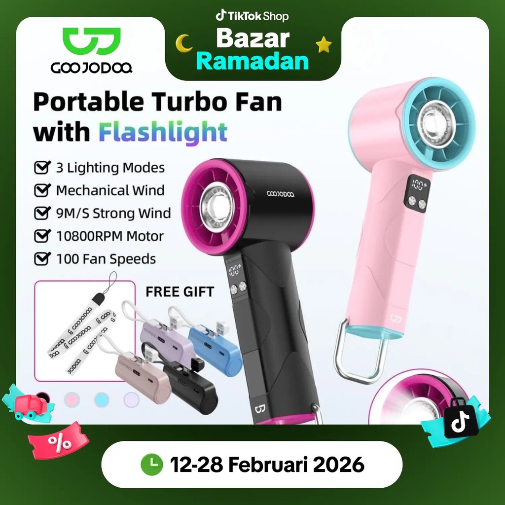 GOOJODOQ GFS002 Flashlight Fan & Power Bank |   4000mAh Battery |   LED Display & 3 SOS Lighting Modes |   Portable Hand