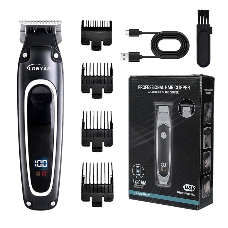 Máquina Cortar Cabelo Barba Profissional LONYAN Sem Fio Bivolt 1200mAh IPX6 Impermeável Display Digital Recarregável
