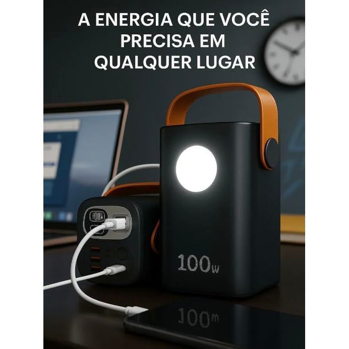 Carregador Portátil Power Bank 30000mAh 100W Starlinkk Mini Display Digital Indicador De Carga Fast Charge Tipo C Estrut