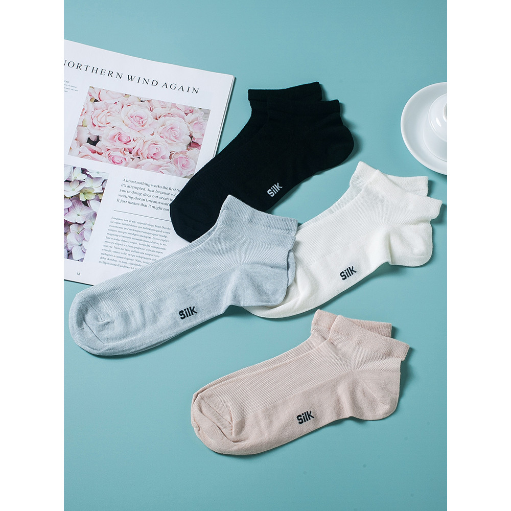 Novo produto meias masculinas de seda amoreira verão estilo fino respirável malha de seda desodorante confortável respir