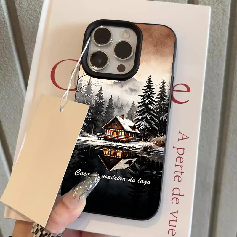 Paisagem De Casas De Madeira Ao Lago Gramado Caso Capa Para Xiaomi 15T 14T 13T 15 14 Poco M8 F7 F6 F5 X7 X6 Pro