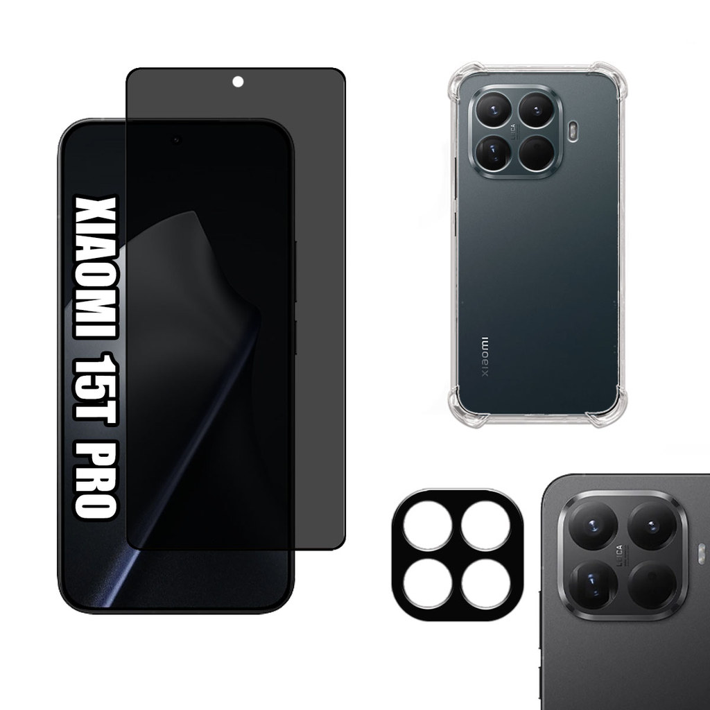 KIT Para Xiaomi 15T Pro - Película de Privacidade 3D - Capa - Câmera