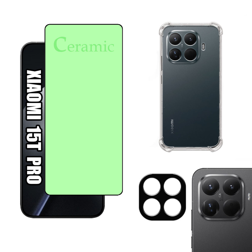 KIT Para Xiaomi 15T Pro - Película de Cerâmica 9D - Capa - Câmera