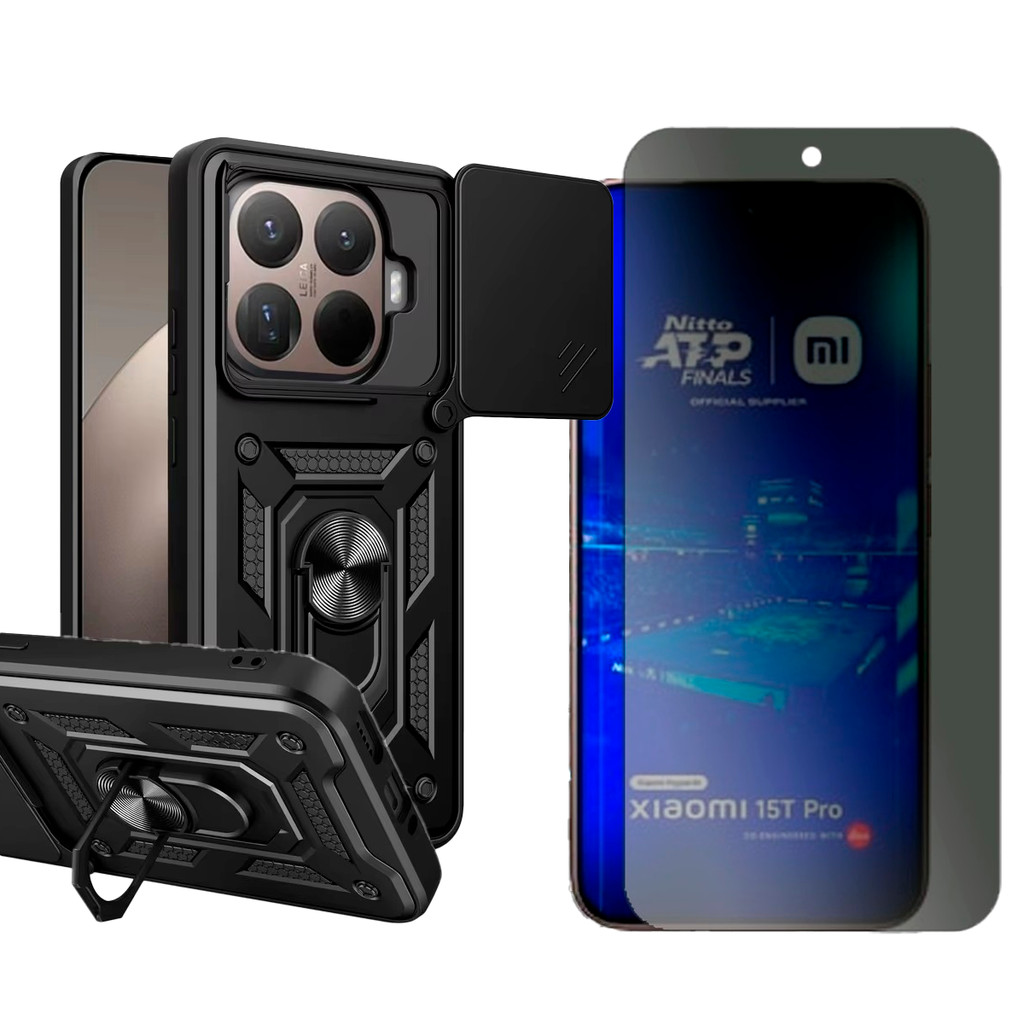 Capa Capinha Anel Para Xiaomi 15T Pro + Pelicula Privacidade