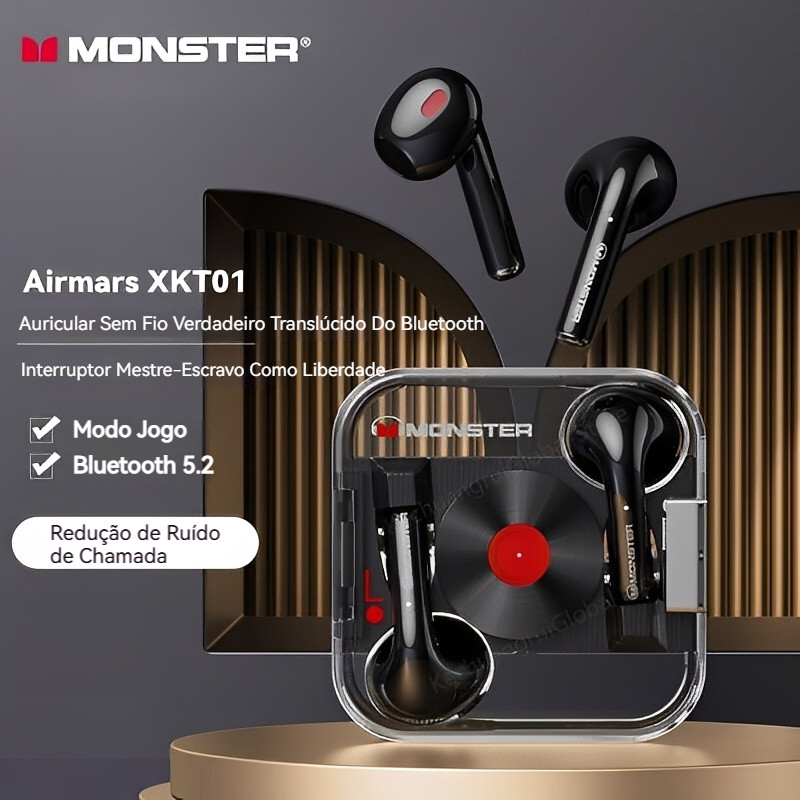Monster XKT01 True Wireless Earphones Bluetooth5.2 Earbuds HIFI Música TWS Fone Ouvido Com Microfone