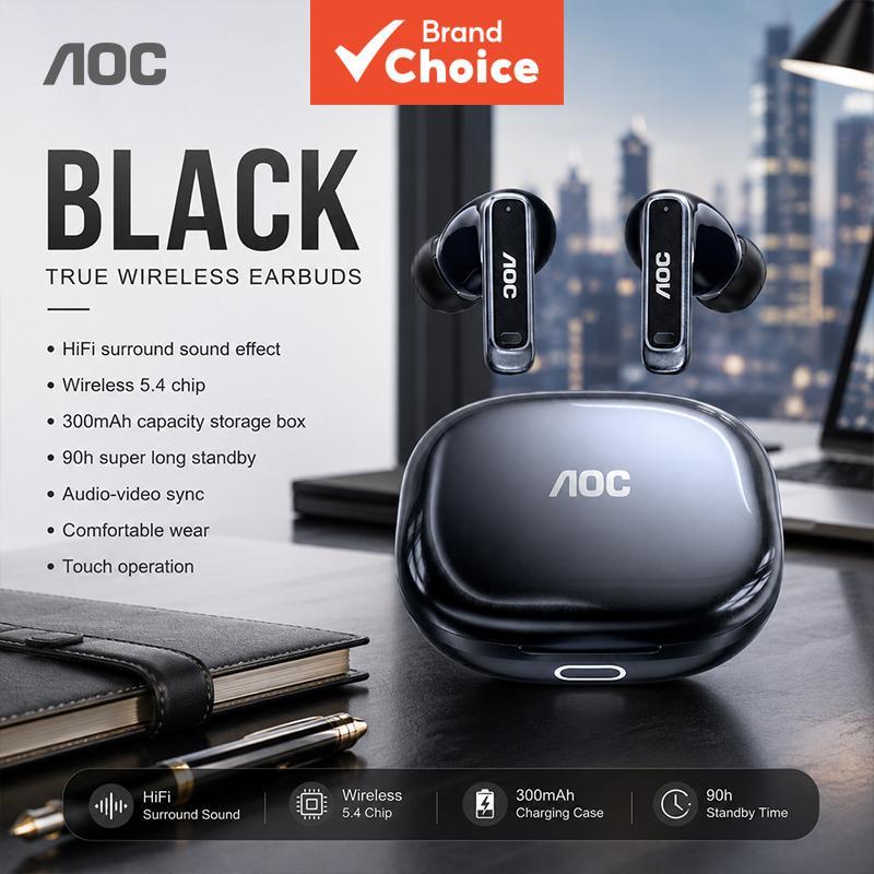 AOC ACT4611 Fones De Ouvido TWS Sem Fio Bluetooth5.4 Chip De Baixa Latência Conexão Estável Estéreo Surround HD Chamada