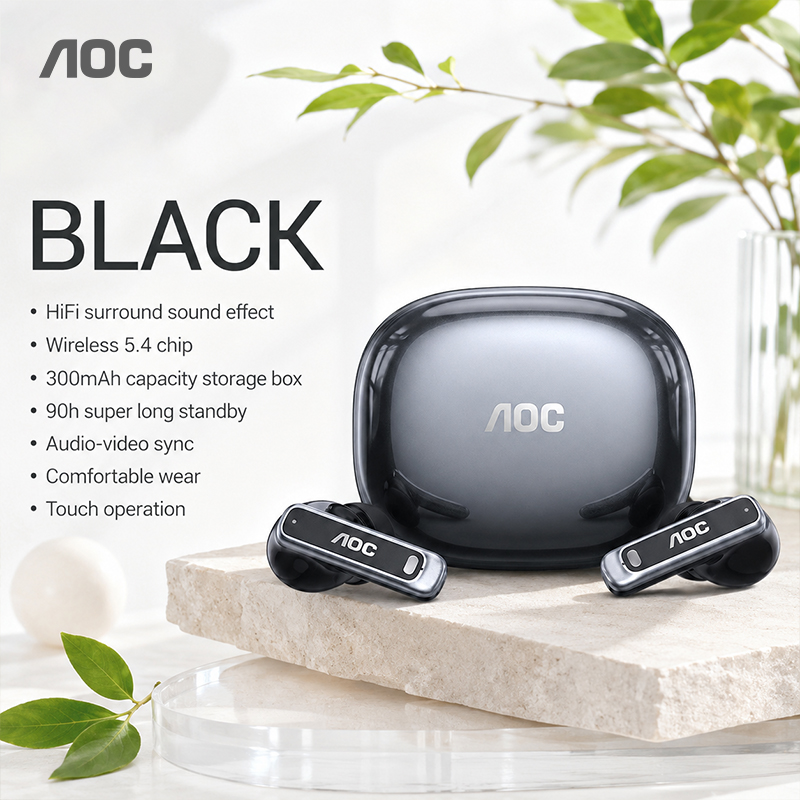 AOC ACT4611 Fones De Ouvido Bluetooth5.4 TWS De Baixa Latência Surround Estéreo Sem Fio Bateria De Longa Duração Control