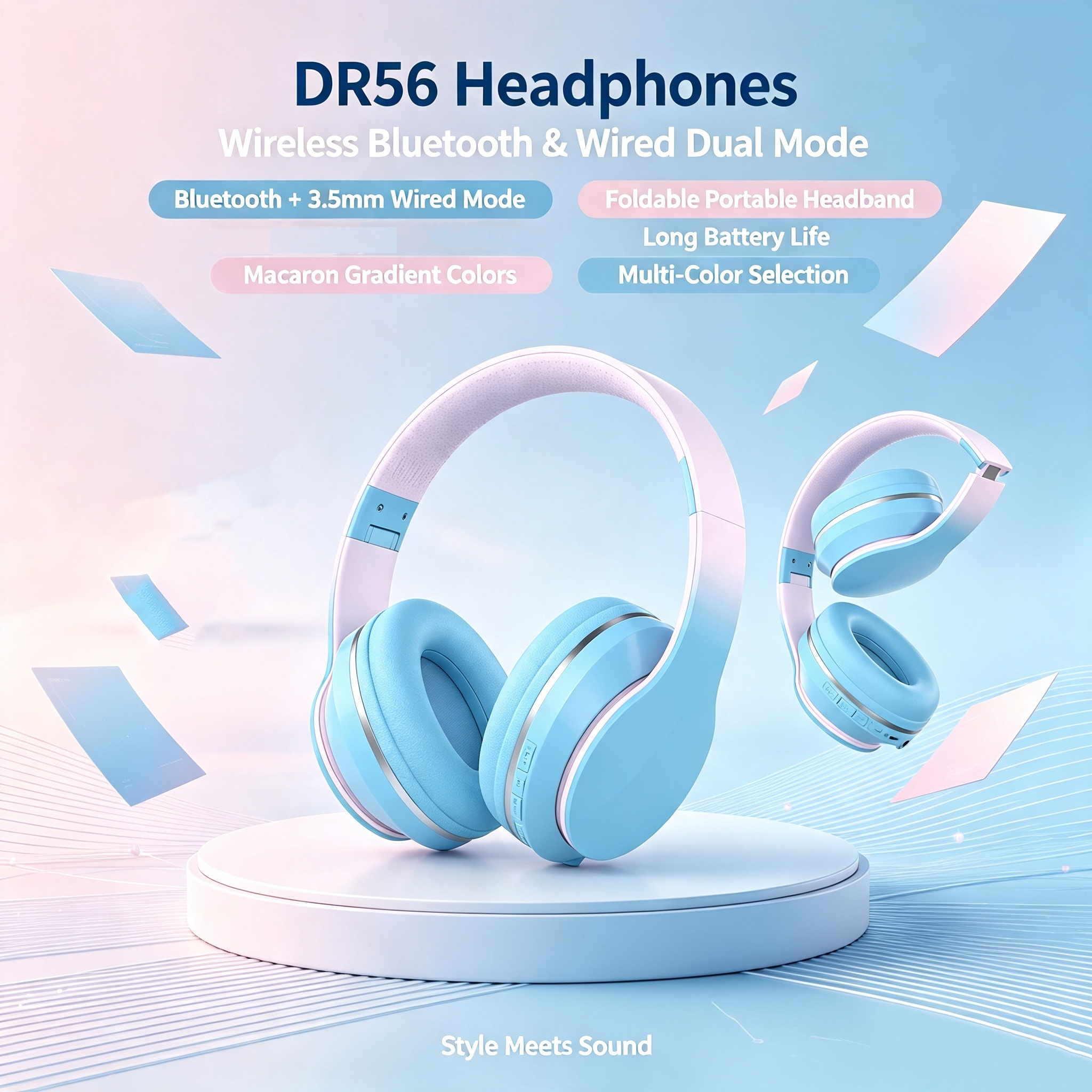 SPRISE DR56 Fones De Ouvido Dobráveis Sem Fio Bluetooth5.1 40mm Driver 50H Playtime Com Modo Duplo HiFi Som Estéreo Infa