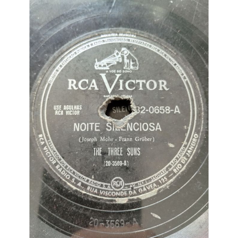 Disco 78 RPM The Three Suns Noite Silenciosa Jingle Bells