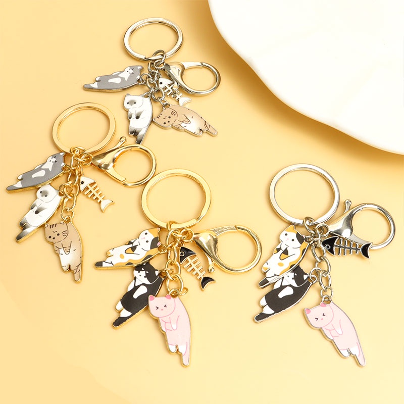 Porta-Chaves Em Liga De Gato Cartoon Para Estudantes Saco Cosmético Decorativo Pingente Meninas Presentes Fofo
