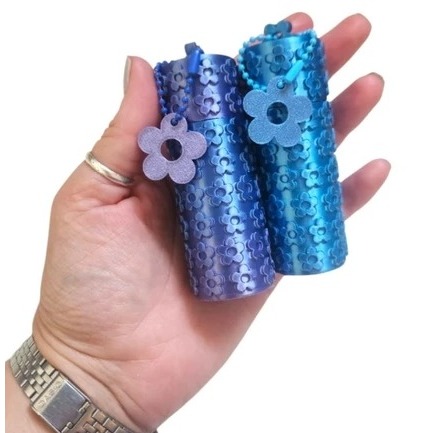 Porta Batom Chaveiro Flor Multicolorido Com Pingente