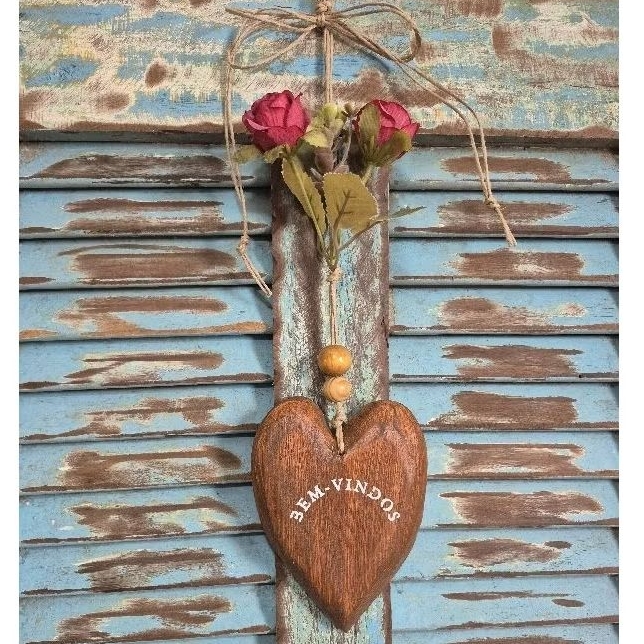 Enfeite para Porta Penduricalho Pingente Bem Vindos com flores Decoração Rústica Farmhouse
