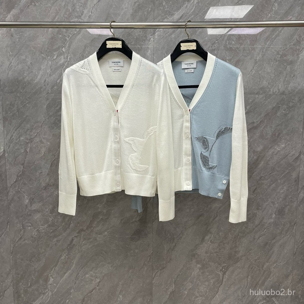 LYOV New Spring and Autumn Leaf Embroidery V Collared knitted cardigan, unisex, casual, fashionable and versatile